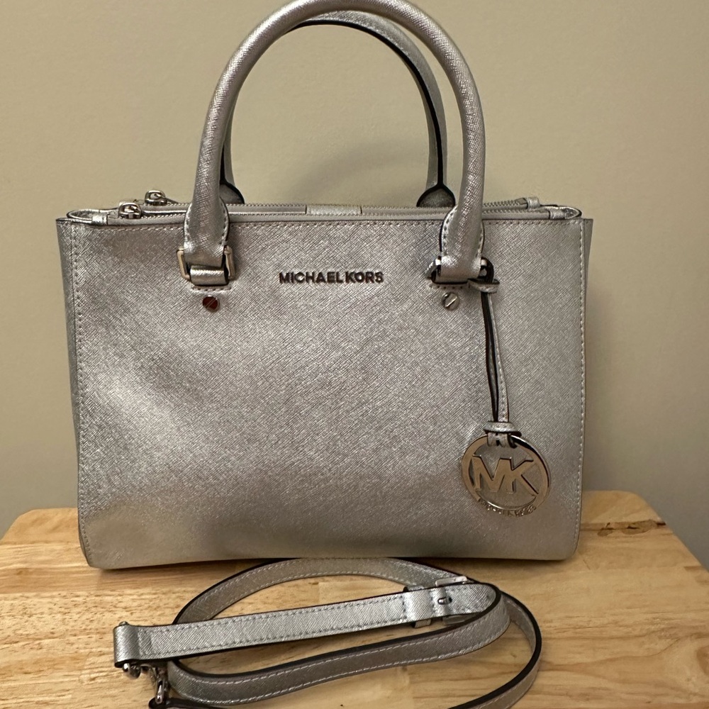 Michael Kors Metallic Silver Satchel - Picture 8 of 12